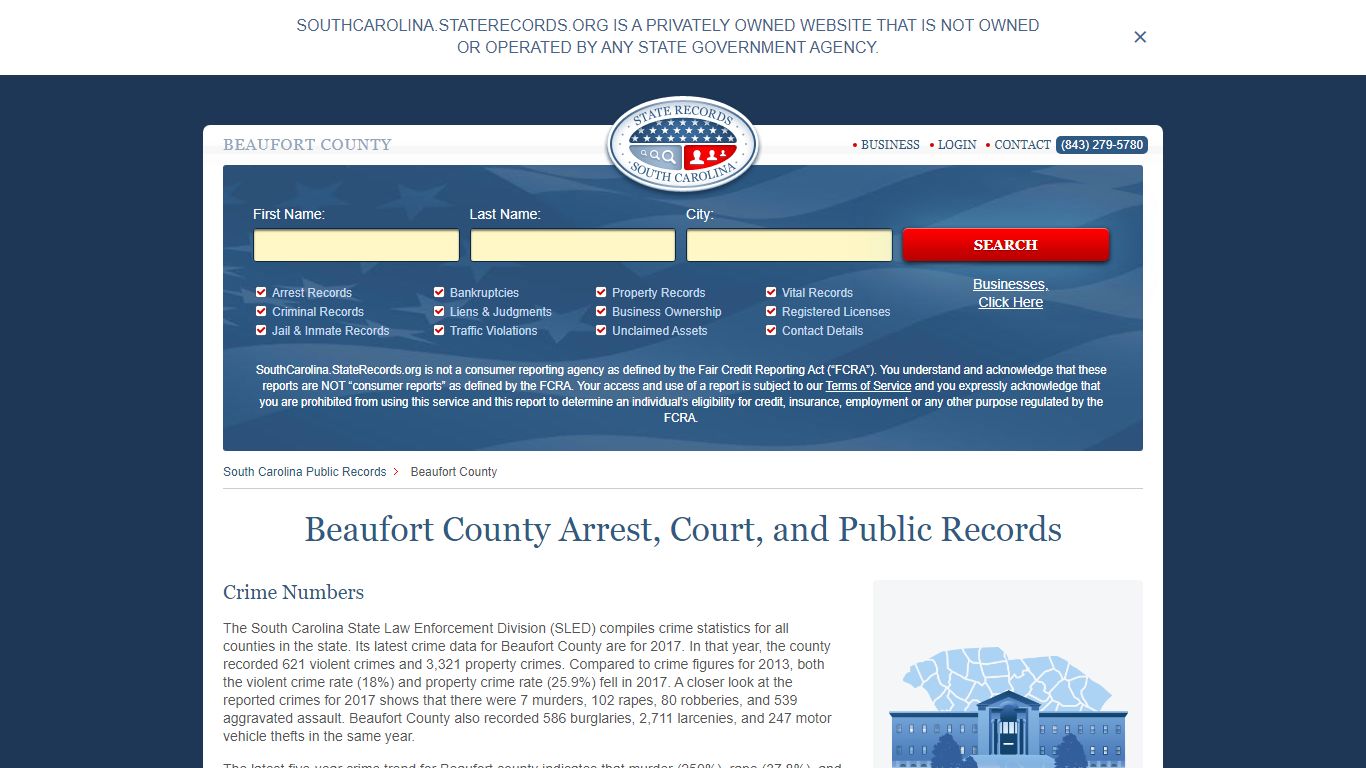 Beaufort County Arrest, Court, and Public Records